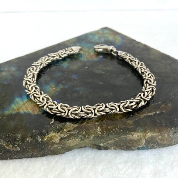 Sterling Silver 925 AK Turkey 6MM Byzantine Birdcage Link Chain Bracelet 7.5" - Picture 14 of 16